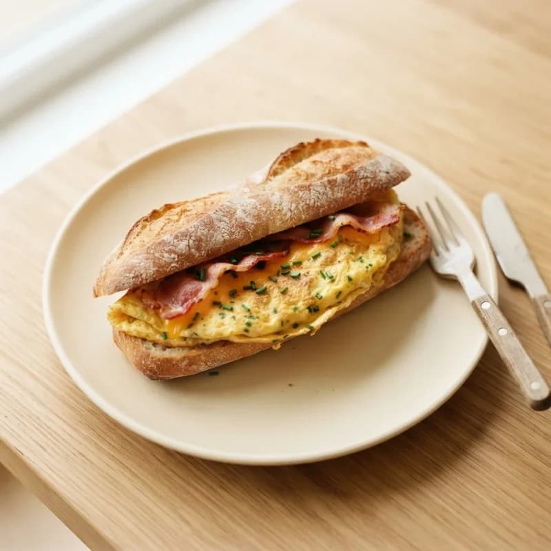 Greggs Bacon and Omelette Breakfast Baguette